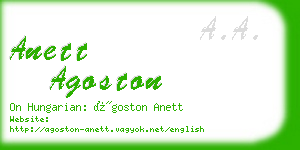 anett agoston business card